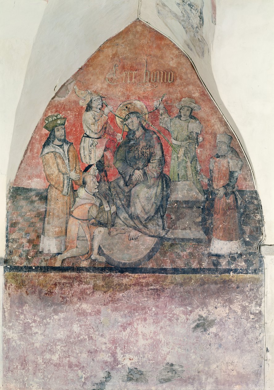 基督在坟墓中加冕，壁画，1480-1540 作者 佛兰芒学校
