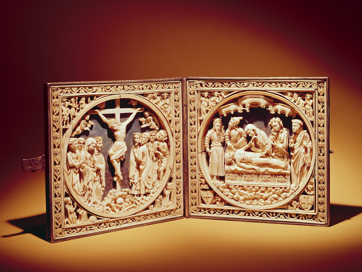 十字架和埋葬，c.1400 作者 佛兰芒学校