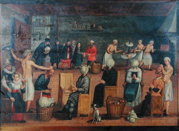 斩首和用白菜代替人头：烘烤人头并为其化妆（布面油画） 作者 佛兰芒学校