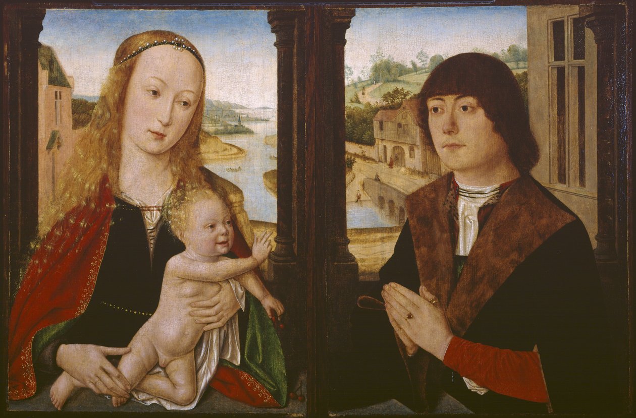 Diptych-圣母子与捐助者，约1490-1500年 作者 佛兰芒学校