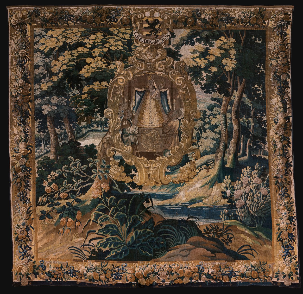 弗拉芒绦带画。黑圣母风景画。奥德纳德工作室。1665. 作者 佛兰芒学校
