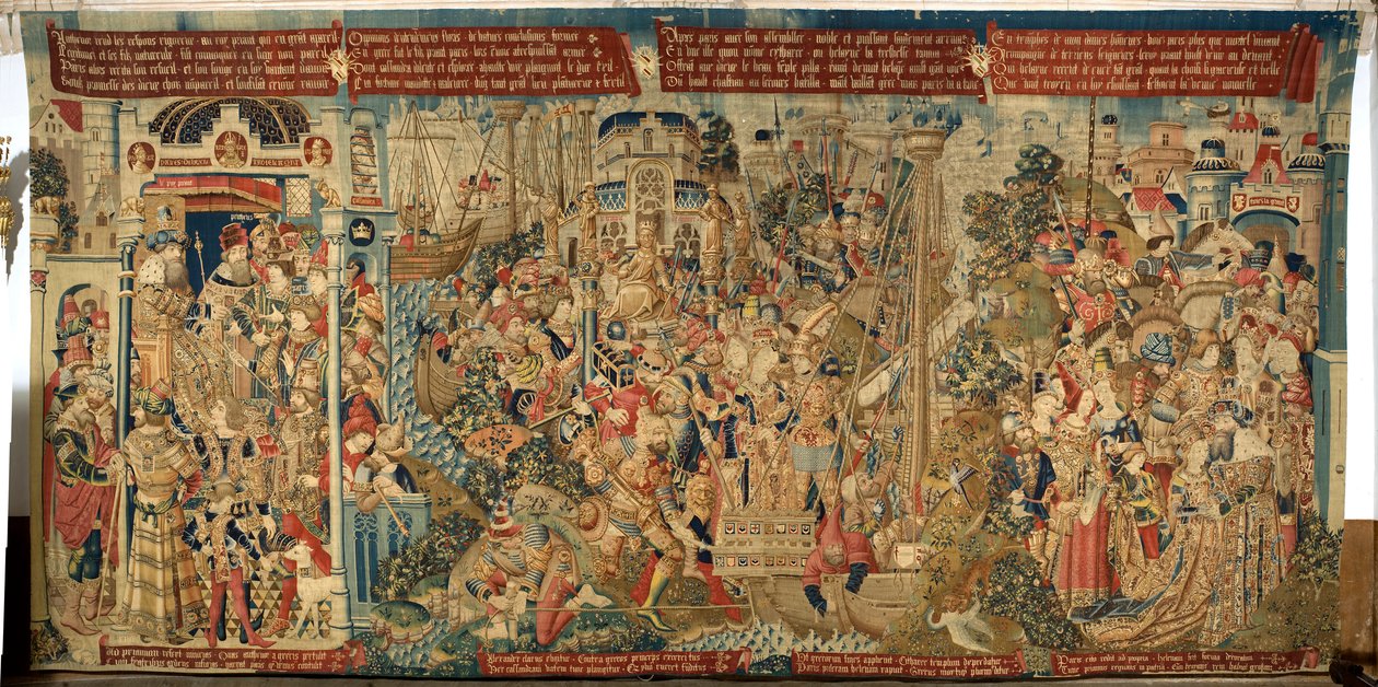 佛兰德挂毯。El Rapto de Helena/the Raking of Helena）。约 1475-1495 年 作者 佛兰芒学校
