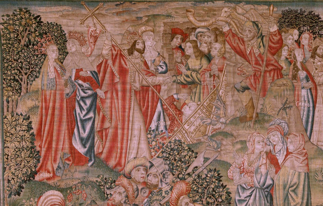 佛兰德挂毯人类的救赎》系列或《恶习与美德》系列。基督复活》（Resurrección de Cristo）。系列挂毯中的第八幅（保存在布尔戈斯的挂毯中的第一幅）。布鲁塞尔制造。约 1510 年。织物 丝和羊毛，每厘米 7 根经线。 作者 佛兰芒学校