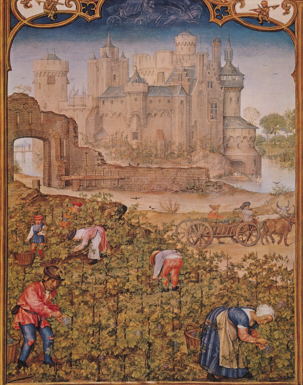 Fol.9v九月：葡萄收获，来自Breviarium Grimani，1515年 作者 佛兰芒学校