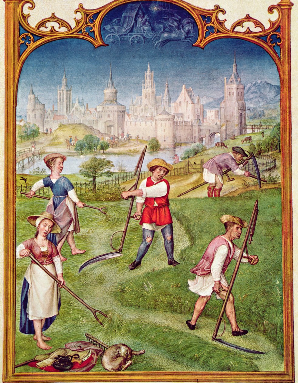 Fol 6v六月：干草，来自Breviarium Grimani，1515 作者 佛兰芒学校