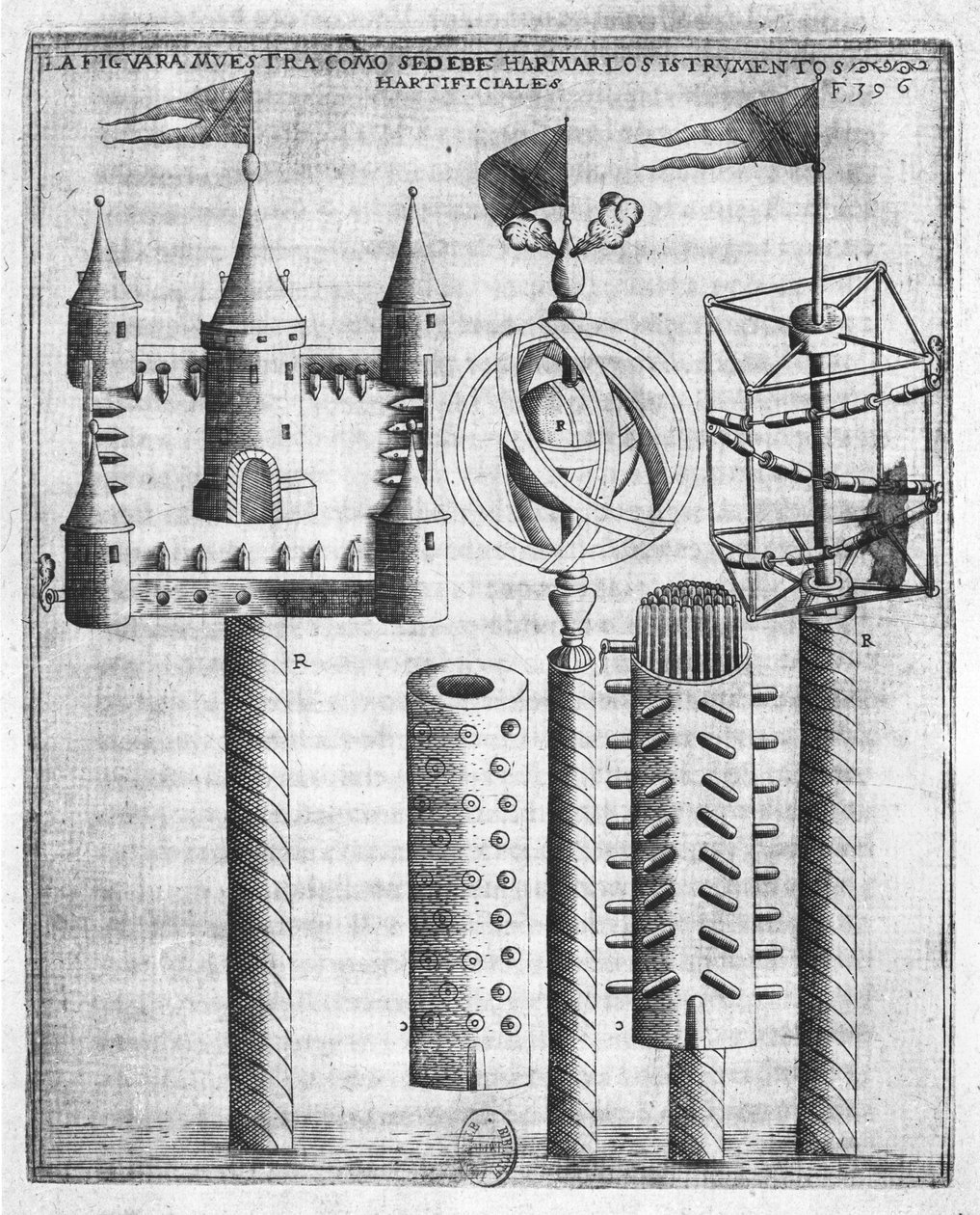 如何设置烟花，插图来自Tratado de Artilleria by Diego Ufano，Brussels，1613 作者 佛兰芒学校