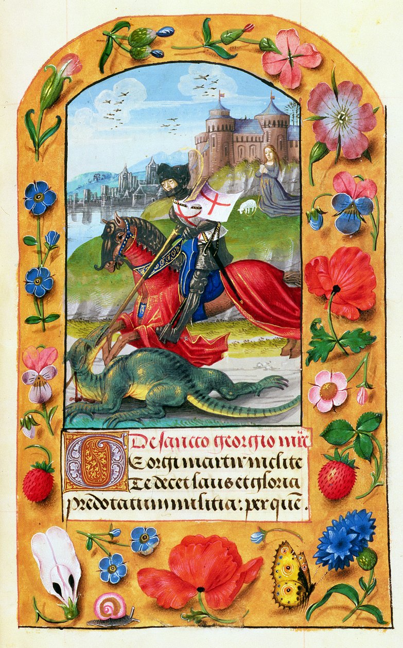 MS 1058-1975 f.173r St. George and the Dragon，from a Book of Hours of a Book，but Bruges，c.1500-05 作者 佛兰芒学校