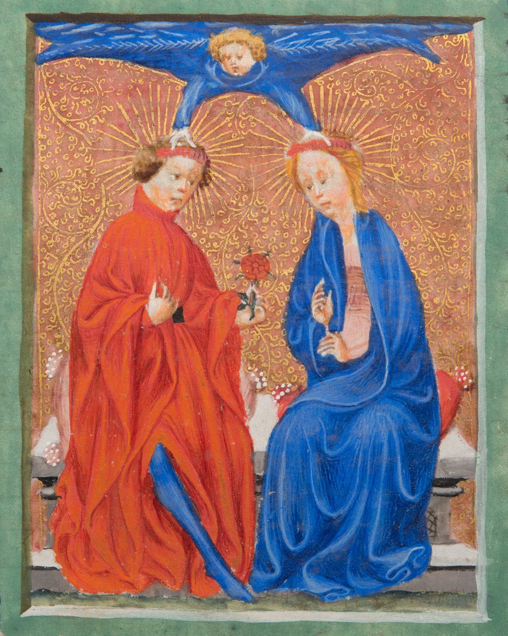 MS Gen1111 f.210 Saint Cecilia和Saint Valerian，来自Legenda Aurea的插图Jacobus de Voragine，c.1405-10 作者 佛兰芒学校