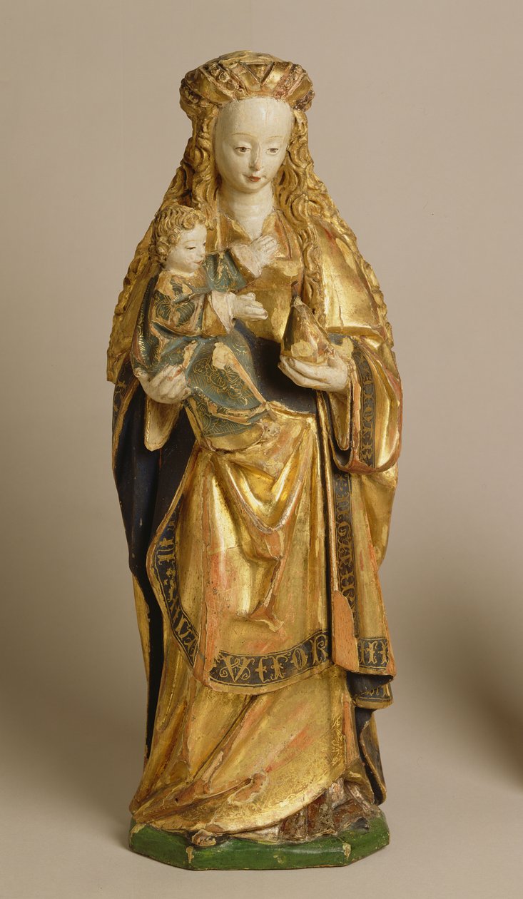 麦当娜和儿童，梅赫伦学院，c.1500（多彩和镀金橡木） 作者 佛兰芒学校