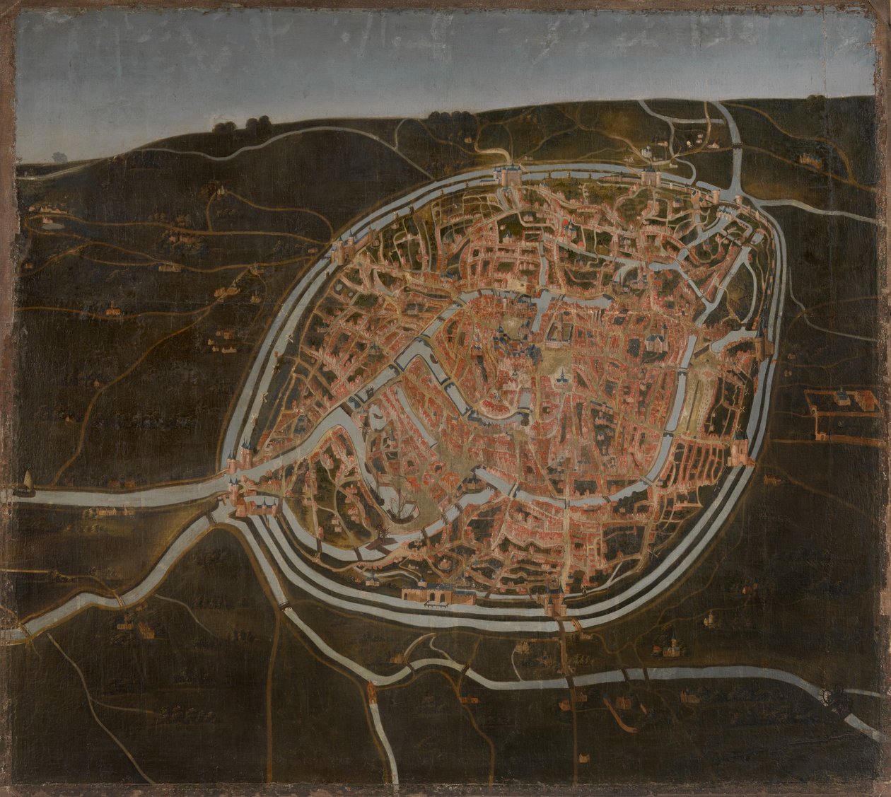 布鲁日地图（布面油画） 作者 佛兰芒学校