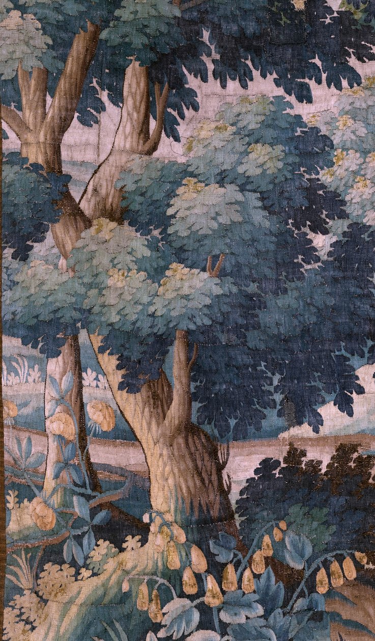 教区教堂（Sint-Walburgakerk）。佛兰德挂毯 "Verdure"。奥德纳德。17 世纪末至 18 世纪初。Sint-Walburgakerk Oudenaarde 教堂财产。 作者 佛兰芒学校