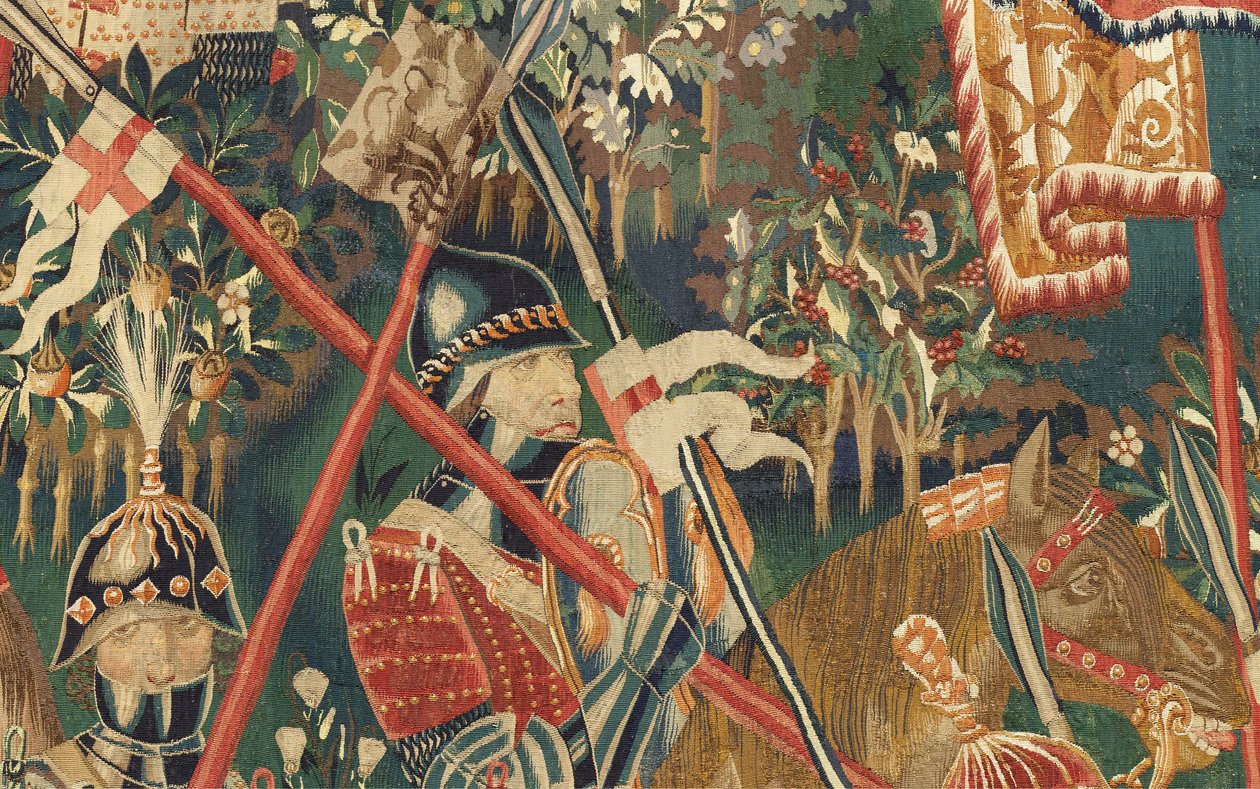 教区挂毯博物馆（Museo Parroquial de Tapices de Pastrana）。佛兰德挂毯。征服坦吉尔（Toma de Tánger，De inname van Tanger）。葡萄牙国王阿方索一世的征服系列（Conquistas de Alfonso V de Portugal）。图尔奈。羊毛和丝绸 作者 佛兰芒学校