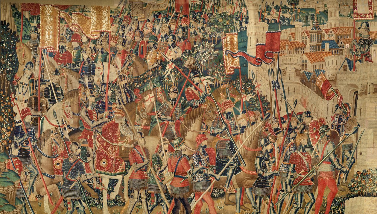 教区挂毯博物馆（Museo Parroquial de Tapices de Pastrana）。佛兰德挂毯。征服坦吉尔（Toma de Tánger，De inname van Tanger）。葡萄牙国王阿方索一世的征服系列（Conquistas de Alfonso V de Portugal）。图尔奈。羊毛和丝绸 作者 佛兰芒学校