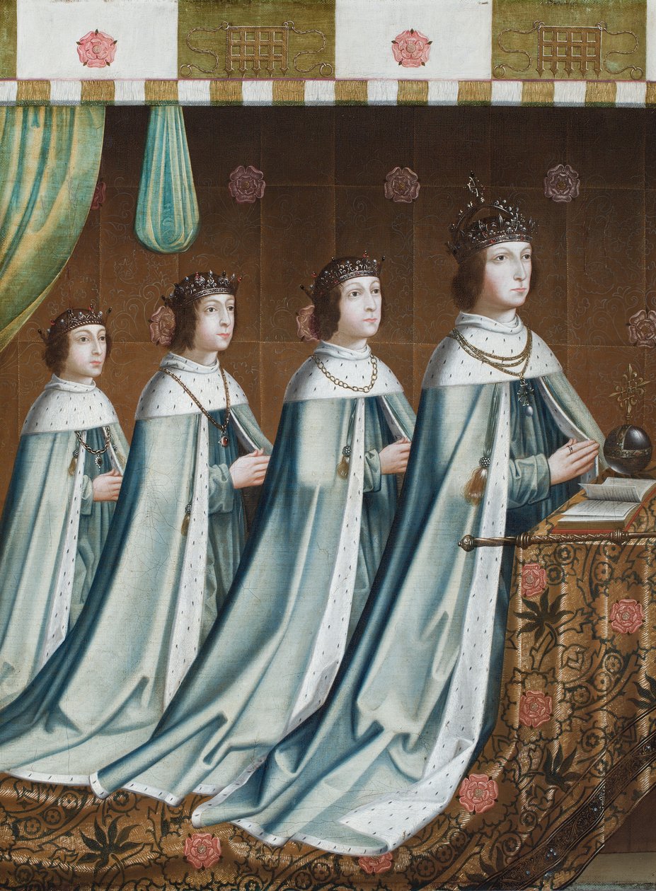 亨利七世与他的三个儿子亚瑟、亨利和埃德蒙的肖像，约 1510 年（布面油画） 作者 佛兰芒学校