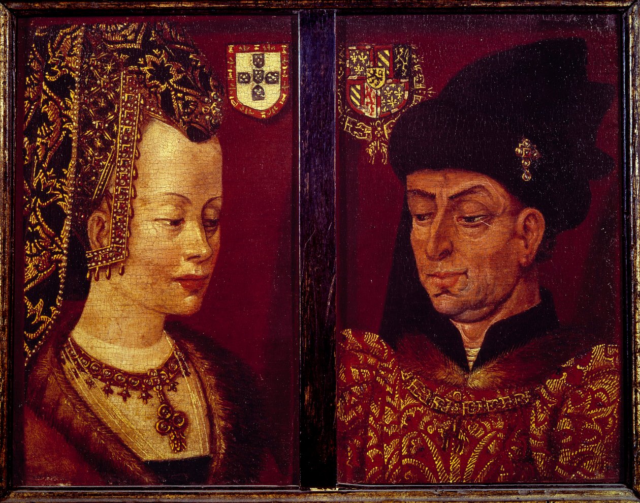勃艮第公爵Philip the Good (1396-1467)和勃艮第公爵夫人Isabella (1397-1472)的肖像 佛兰德画派的木画。15世纪根特美术博物馆 作者 佛兰芒学校