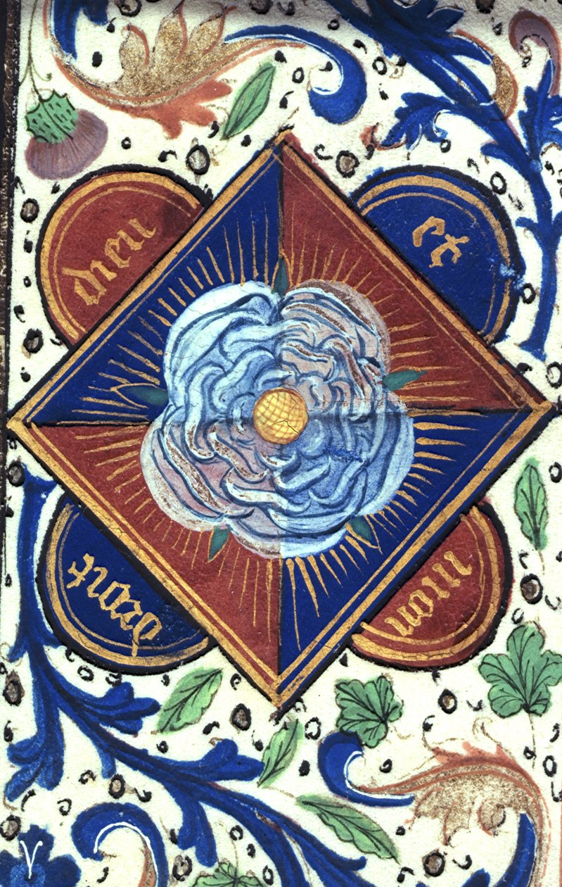 Roy 14E.IV fol.10 约克家族的白玫瑰，选自 Jean de Wavrin 的《Chronique d