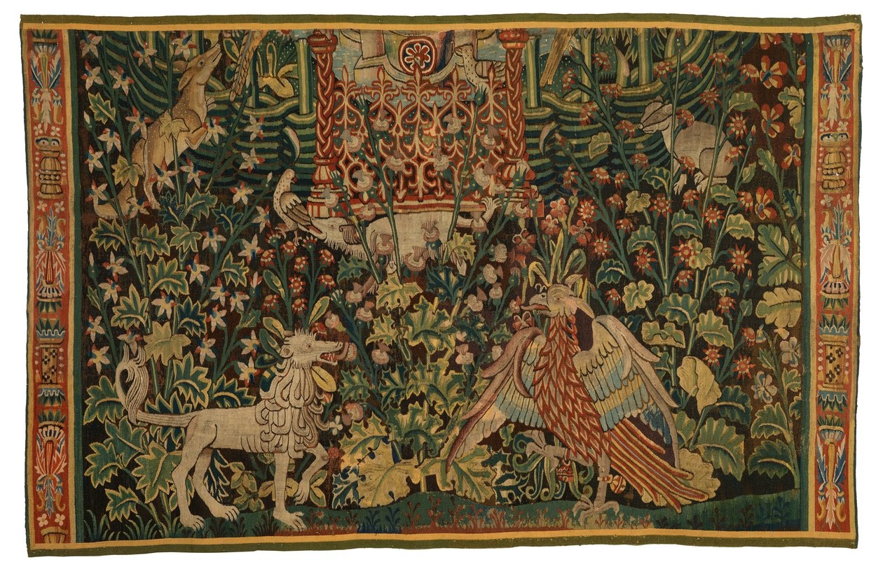 挂毯，Park au Cerfs 挂毯碎片，约 1500-25 年制作（羊毛） 作者 佛兰芒学校
