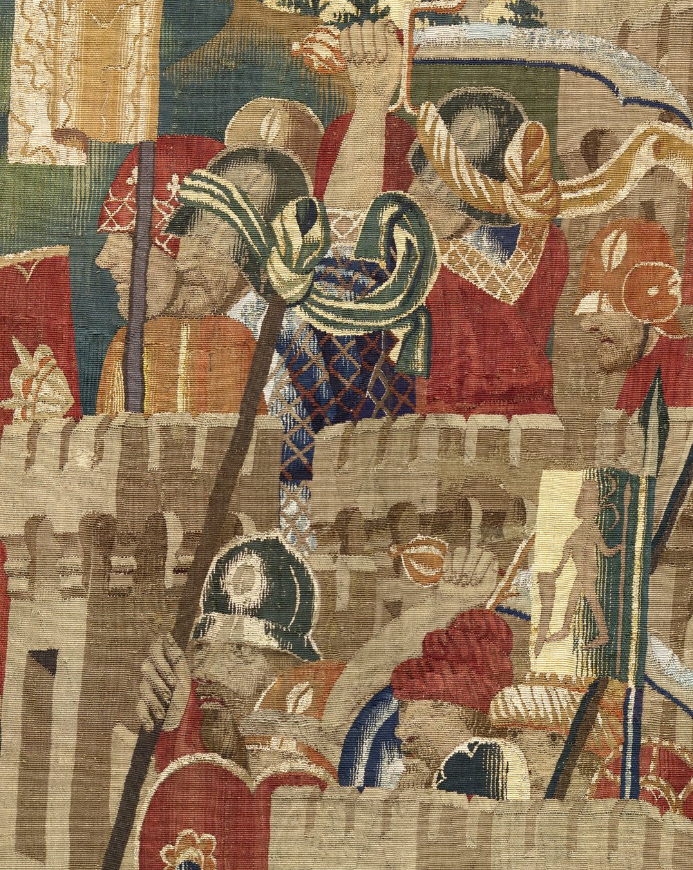 展示葡萄牙国王阿方索五世的征服的挂毯（Conquistas de Alfonso V de Portugal），图尔奈。细节。(羊毛和丝绸) 作者 佛兰芒学校