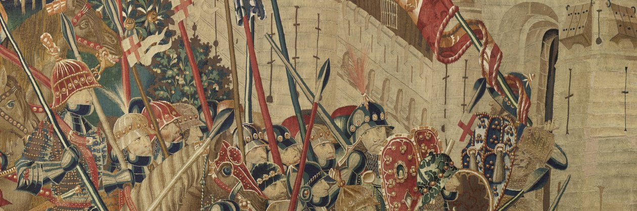 展示葡萄牙国王阿方索五世的征服的挂毯（Conquistas de Alfonso V de Portugal），图尔奈。细节。(羊毛和丝绸) 作者 佛兰芒学校