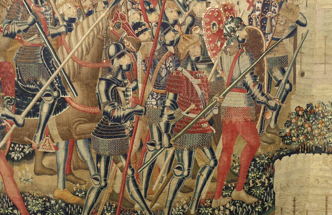 展示葡萄牙国王阿方索五世的征服的挂毯（Conquistas de Alfonso V de Portugal），图尔奈。细节。(羊毛和丝绸) 作者 佛兰芒学校