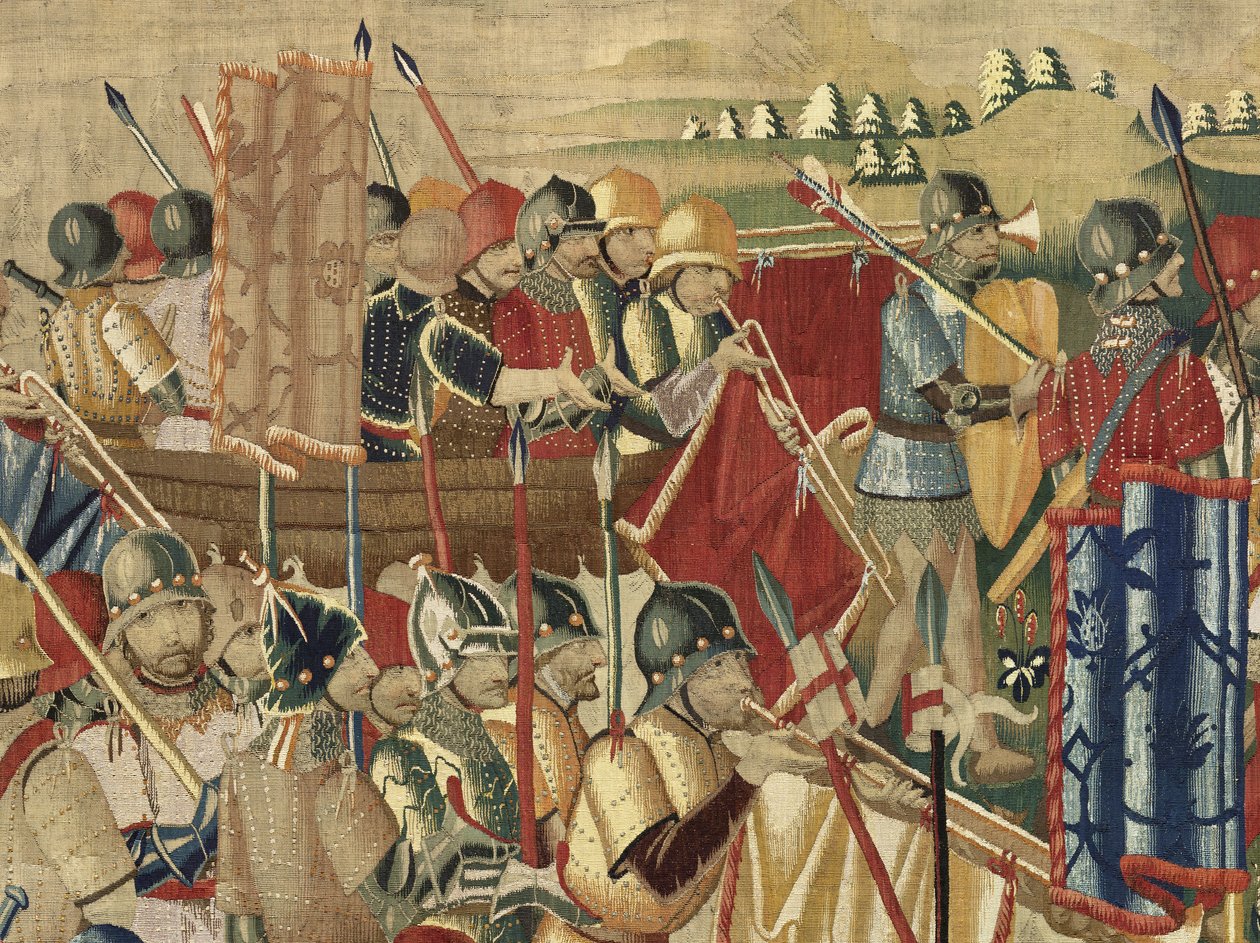 Tapestry showing the Conquests of king Alfonso V of Portugal (Conquistas de Alfonso V de Portugal), Tournai. Detail. (Wool and silk) 作者 佛兰芒学校