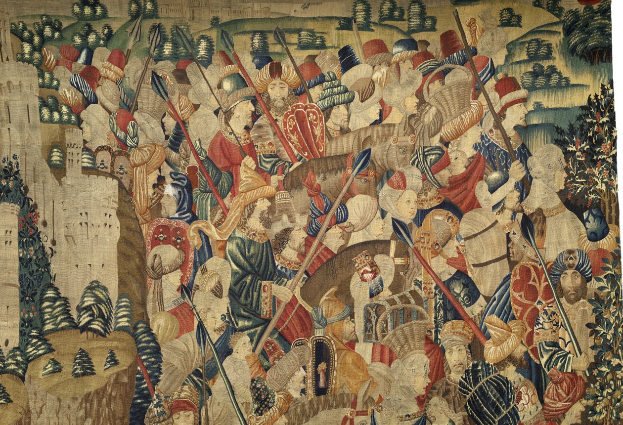 Tapestry showing the Conquests of king Alfonso V of Portugal (Conquistas de Alfonso V de Portugal), Tournai. Detail. (Wool and silk) 作者 佛兰芒学校