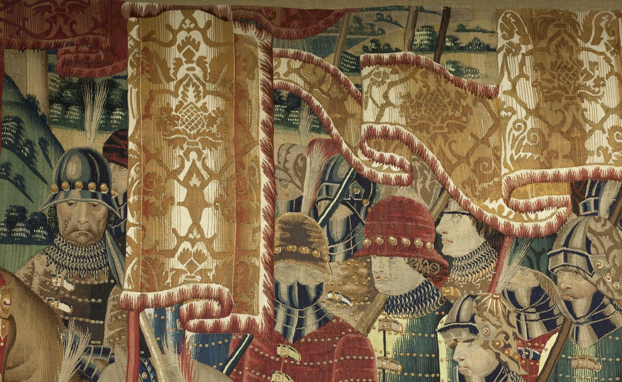 Tapestry showing the Conquests of king Alfonso V of Portugal (Conquistas de Alfonso V de Portugal), Tournai. Detail. (Wool and silk) 作者 佛兰芒学校