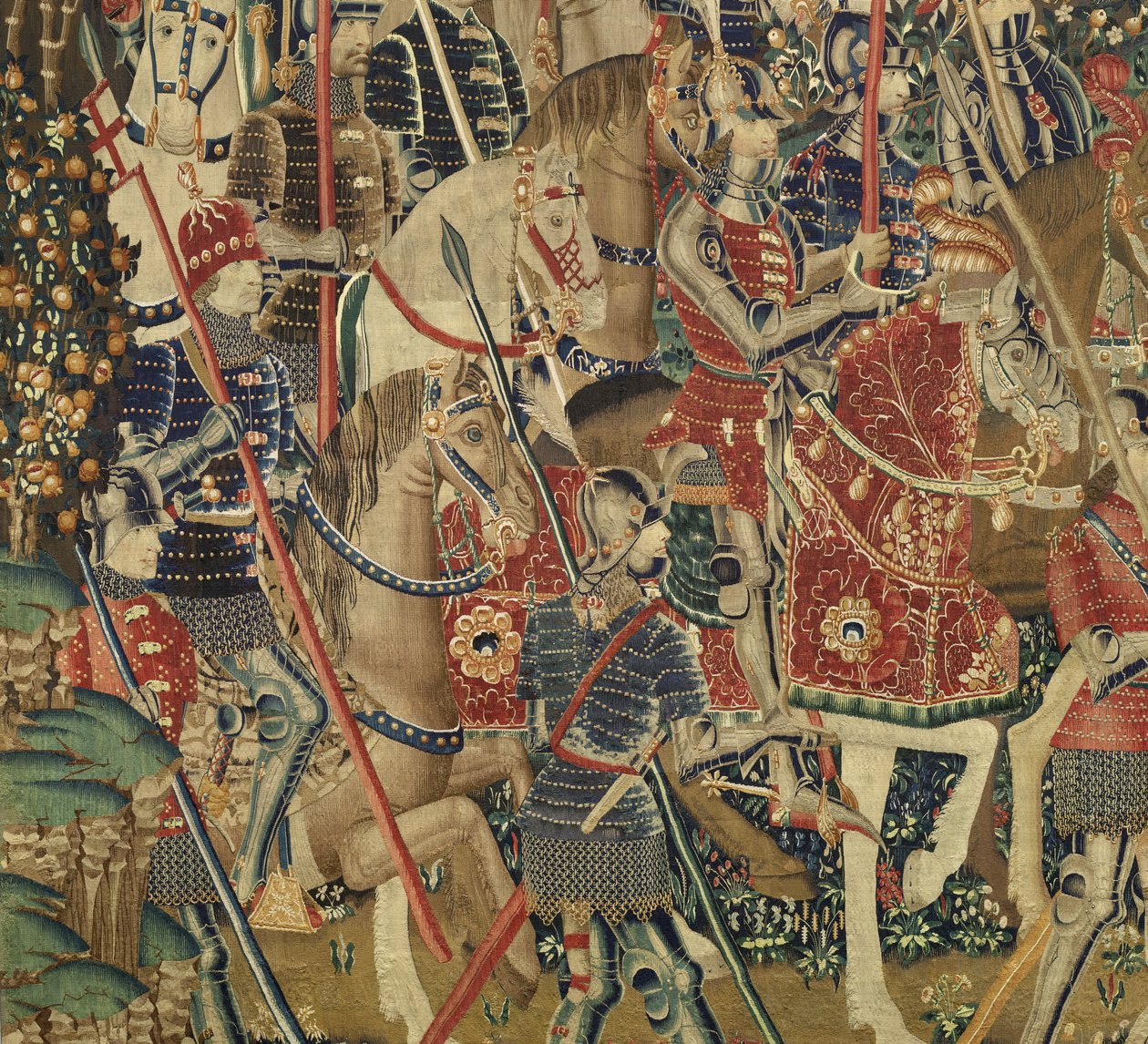 Tapestry showing the Conquests of king Alfonso V of Portugal (Conquistas de Alfonso V de Portugal), Tournai. Detail. (Wool and silk) 作者 佛兰芒学校