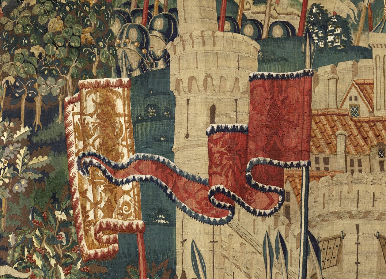 Tapestry showing the Conquests of king Alfonso V of Portugal (Conquistas de Alfonso V de Portugal), Tournai. Detail. (Wool and silk) 作者 佛兰芒学校