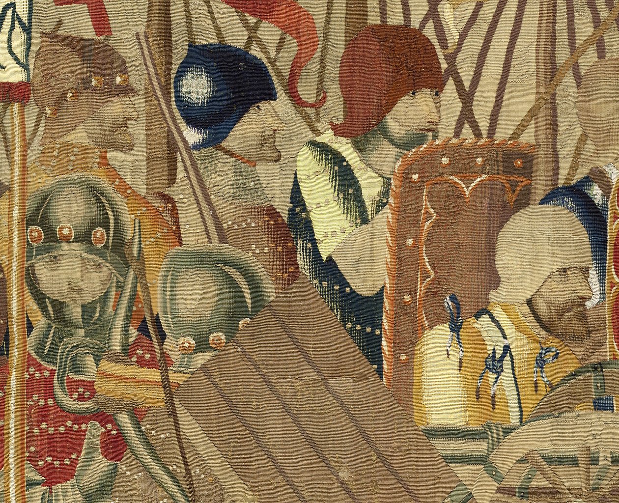 展示葡萄牙国王阿方索五世的征服的挂毯（Conquistas de Alfonso V de Portugal），图尔奈。细节。(羊毛和丝绸) 作者 佛兰芒学校