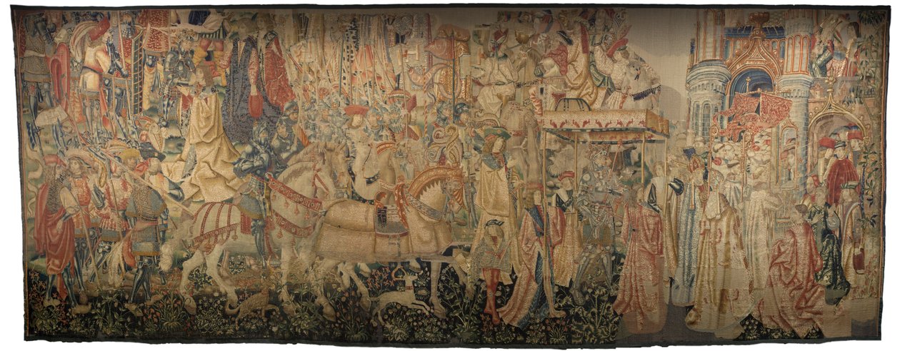 显示葡萄牙国王阿方索五世（Conquistas de Alfonso V de葡萄牙），图尔纳的征服的挂毯。细节。 （羊毛和丝绸） 作者 佛兰芒学校