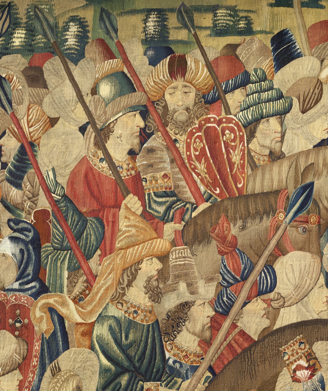 显示葡萄牙国王阿方索五世（Conquistas de Alfonso V de葡萄牙），图尔纳的征服的挂毯。细节。 （羊毛和丝绸） 作者 佛兰芒学校