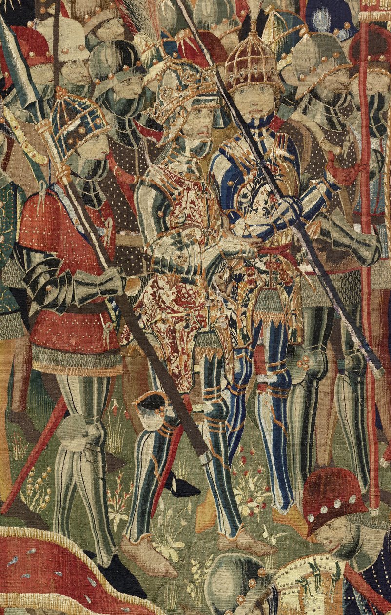 展示葡萄牙国王阿方索五世的征服的挂毯（Conquistas de Alfonso V de Portugal），图尔奈。细节。(羊毛和丝绸) 作者 佛兰芒学校