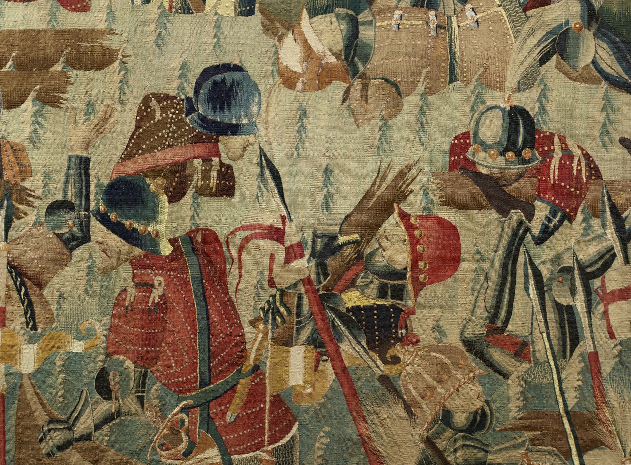 展示葡萄牙国王阿方索五世的征服的挂毯（Conquistas de Alfonso V de Portugal），图尔奈。细节。(羊毛和丝绸) 作者 佛兰芒学校