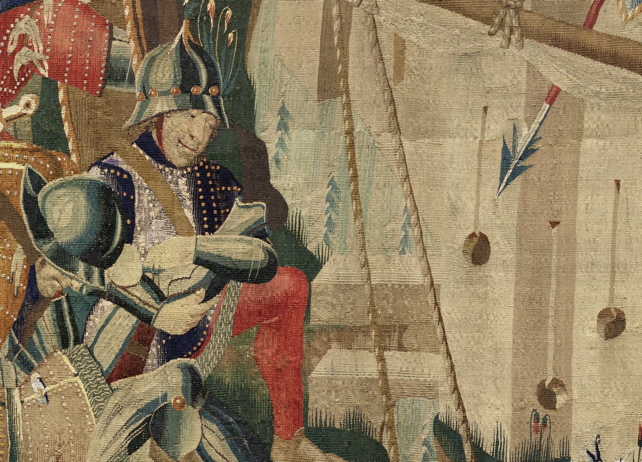 展示葡萄牙国王阿方索五世的征服的挂毯（Conquistas de Alfonso V de Portugal），图尔奈。细节。(羊毛和丝绸) 作者 佛兰芒学校