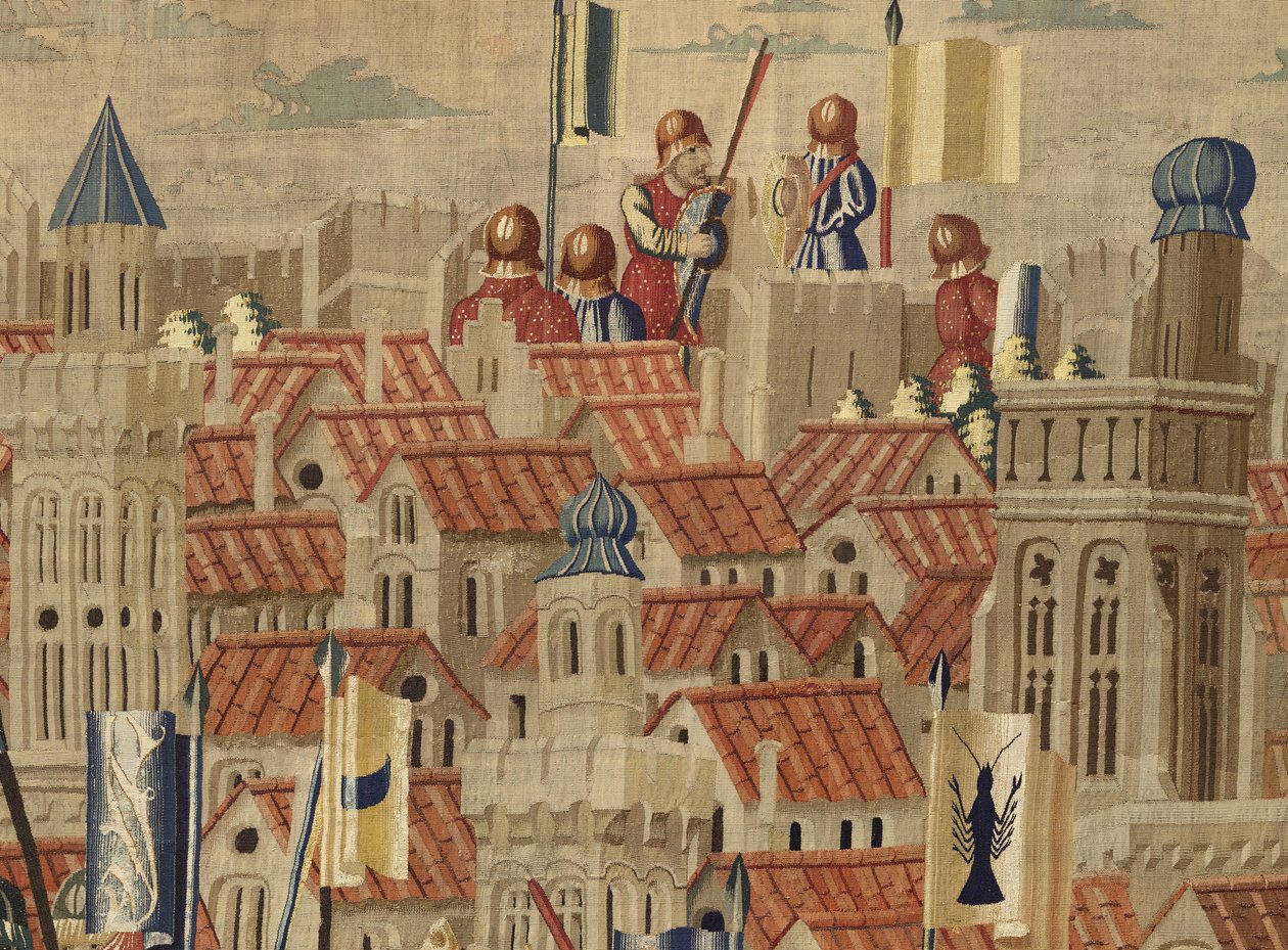 展示葡萄牙国王阿方索五世的征服的挂毯（Conquistas de Alfonso V de Portugal），图尔奈。细节。(羊毛和丝绸) 作者 佛兰芒学校