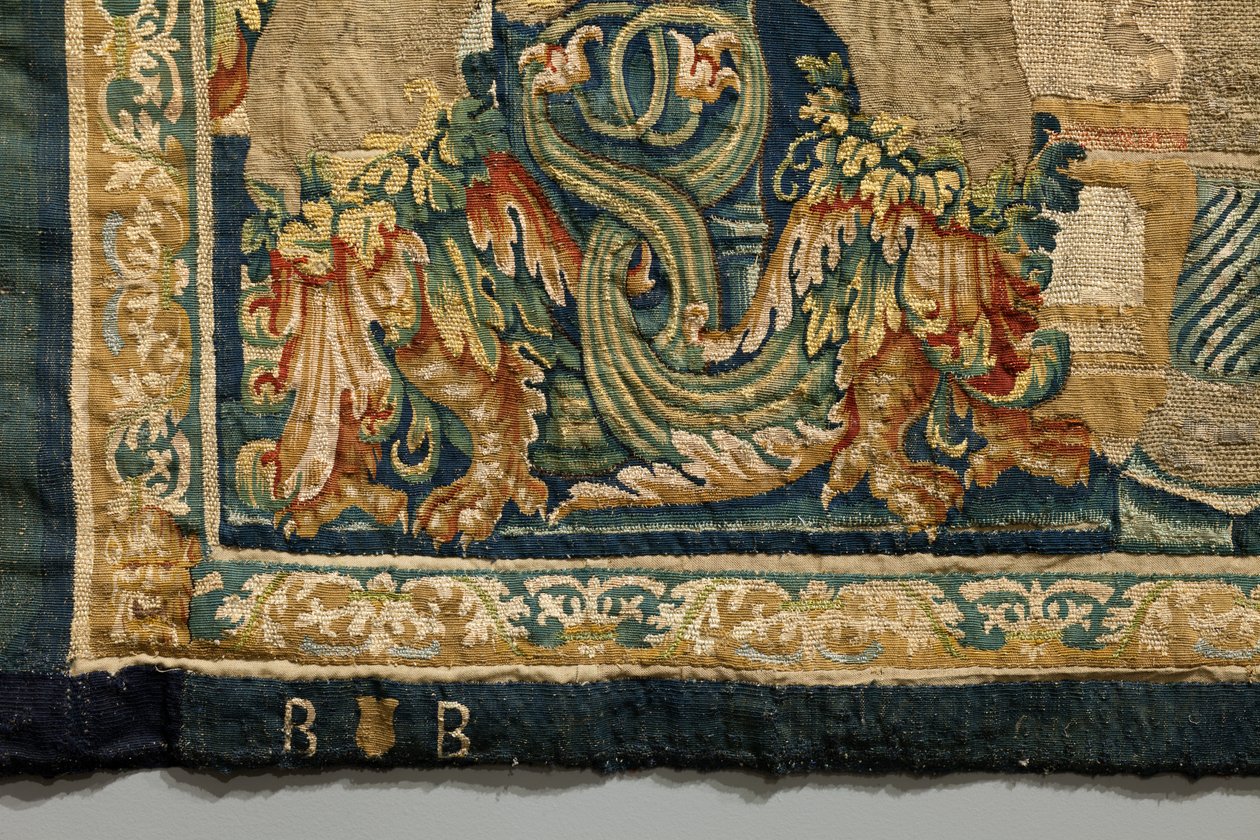 展示葡萄牙国王阿方索五世的征服的挂毯（Conquistas de Alfonso V de Portugal），图尔奈。细节。(羊毛和丝绸) 作者 佛兰芒学校