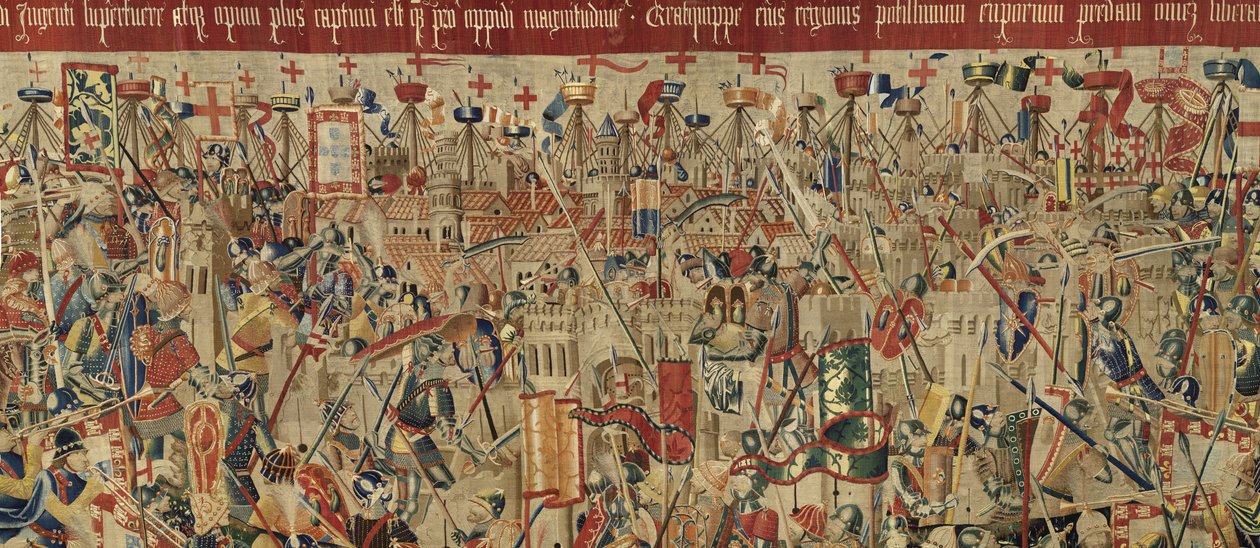 展示葡萄牙国王阿方索五世的征服的挂毯（Conquistas de Alfonso V de Portugal），图尔奈。细节。(羊毛和丝绸) 作者 佛兰芒学校