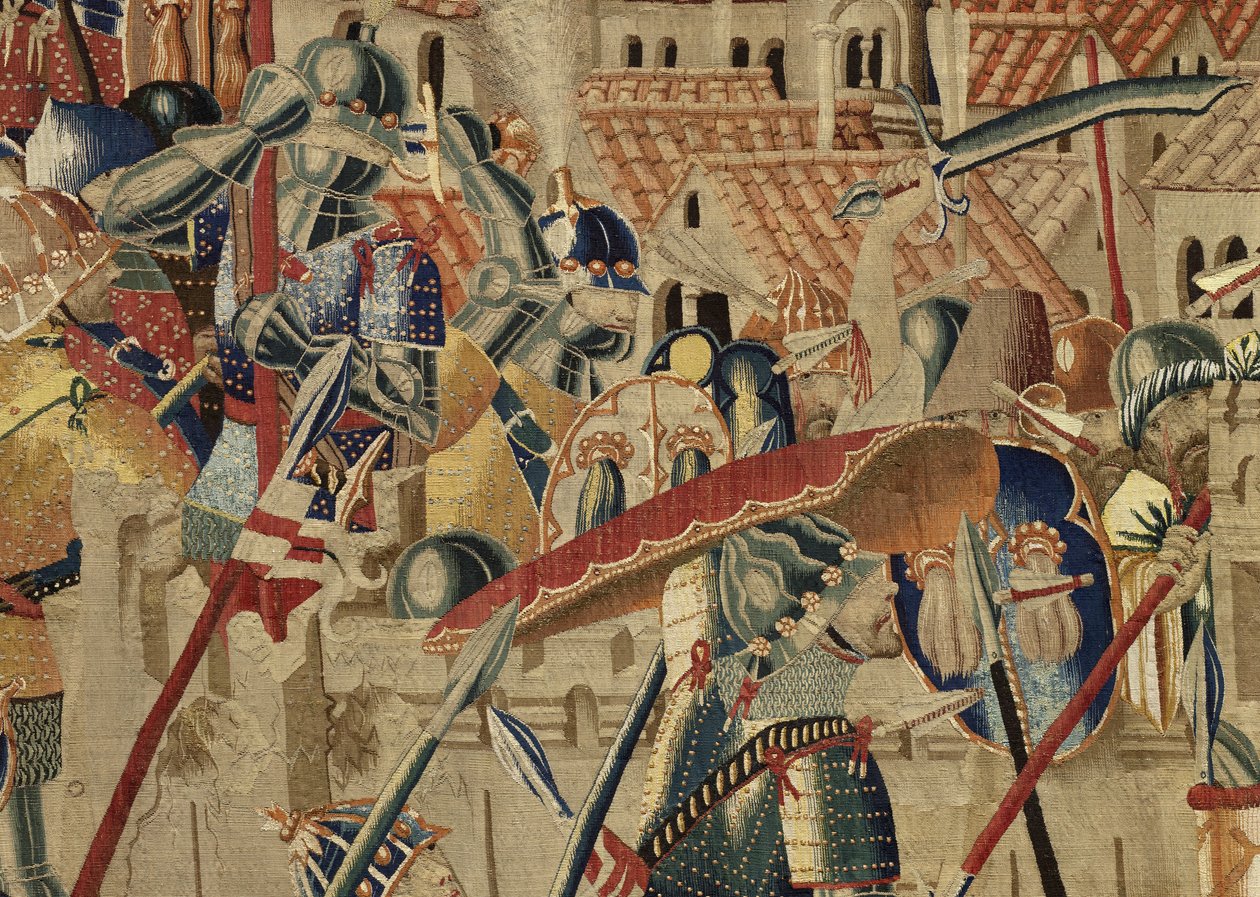 展示葡萄牙国王阿方索五世的征服的挂毯（Conquistas de Alfonso V de Portugal），图尔奈。细节。(羊毛和丝绸) 作者 佛兰芒学校