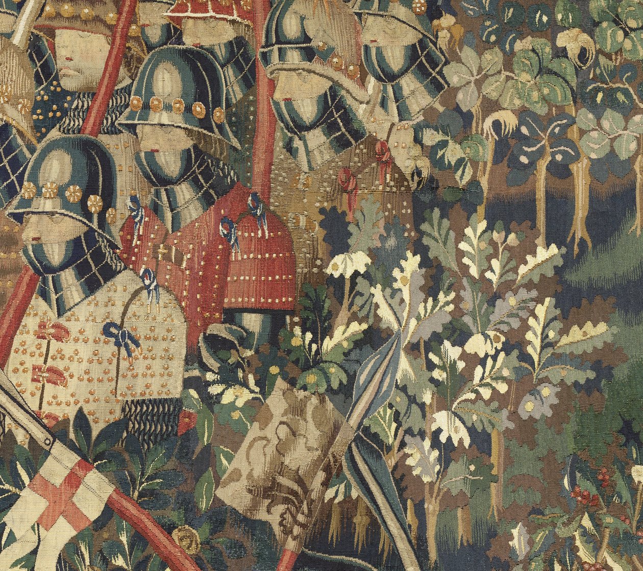 Tapestry showing the Conquests of king Alfonso V of Portugal (Conquistas de Alfonso V de Portugal), Tournai. Detail. (Wool and silk) 作者 佛兰芒学校