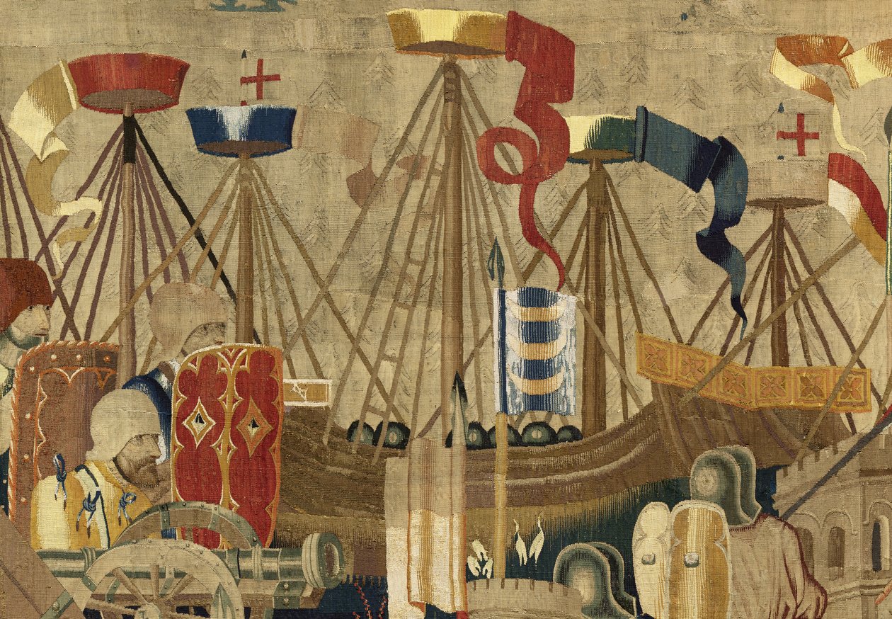 Tapestry showing the Conquests of king Alfonso V of Portugal (Conquistas de Alfonso V de Portugal), Tournai. Detail. (Wool and silk) 作者 佛兰芒学校