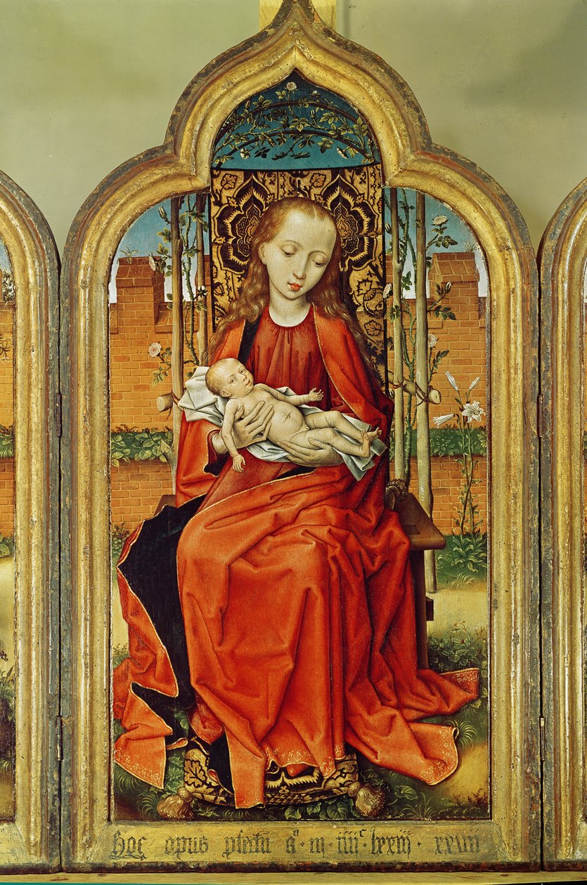 Jean de Witte的三联画，中央小组：Virgin and Child，1473（橡木板上的油） 作者 佛兰芒学校