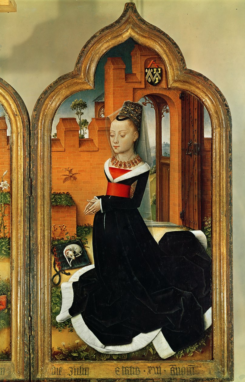 Jean de Witte的三联画，右图：1473年Jean de Witte的妻子Maria Hoose 作者 佛兰芒学校