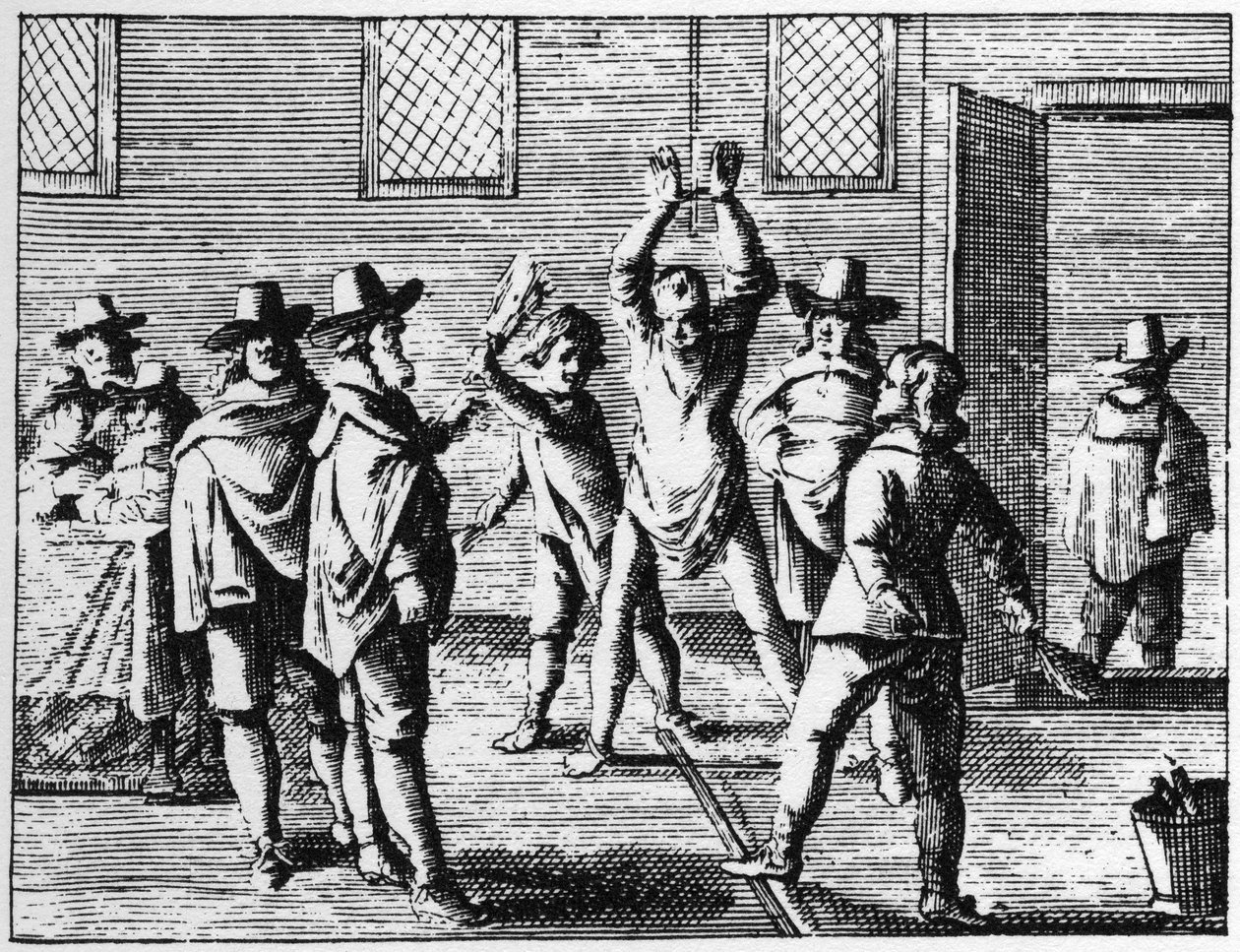 被孩子们鞭打的巫师--1725年的版画，载于《La Sorcellerie demasquee》（