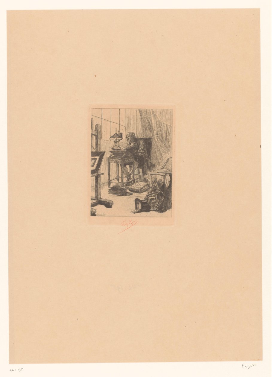 Oude man leest in een studeerkamer
现代艺术
阅读魔法书
作家藏书家 作者 Félicien Rops（艺术家签名）