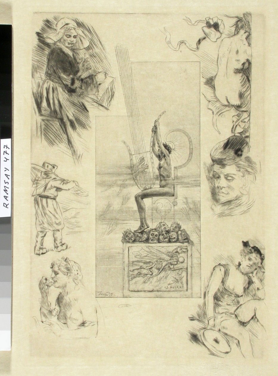 伟大的抒情诗马拉美作品 1887 年版扉页。 作者 费利西安罗普斯