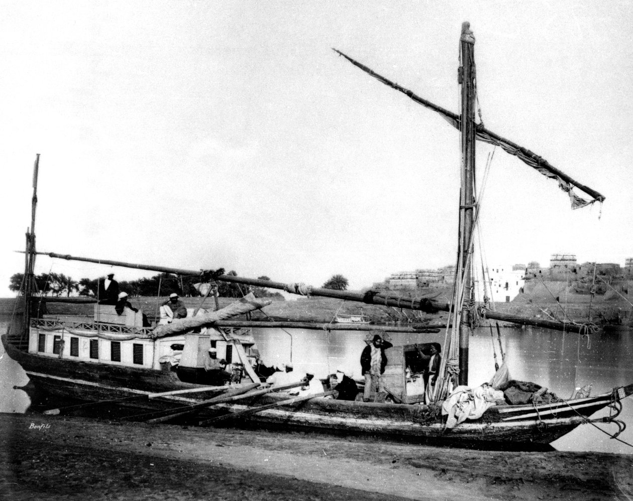 1878年，埃及尼罗河上的船 作者 菲利克斯邦菲尔斯