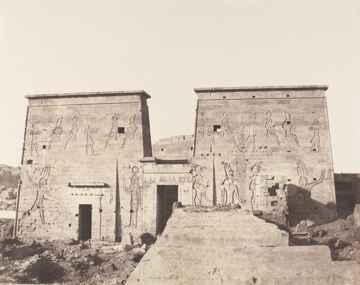 Fileh Philæ岛，第一座塔楼--从......的平台上看，1851-52年，1853-54年印刷。 作者 费利克斯·泰纳德