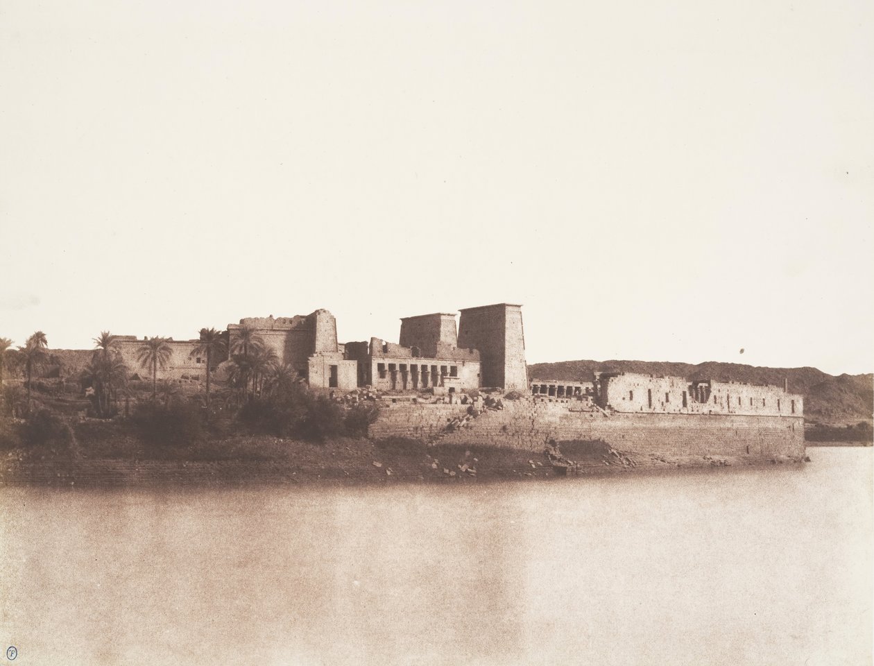 Fileh Philæ岛，在A点从西北方向拍摄的总图，1851-52年。 作者 费利克斯·泰纳德