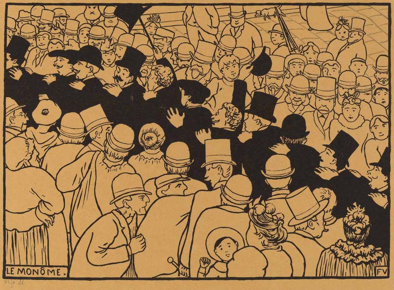 Le Monôme在街道上列队游行，1893年。 作者 费利克斯·瓦尔洛顿